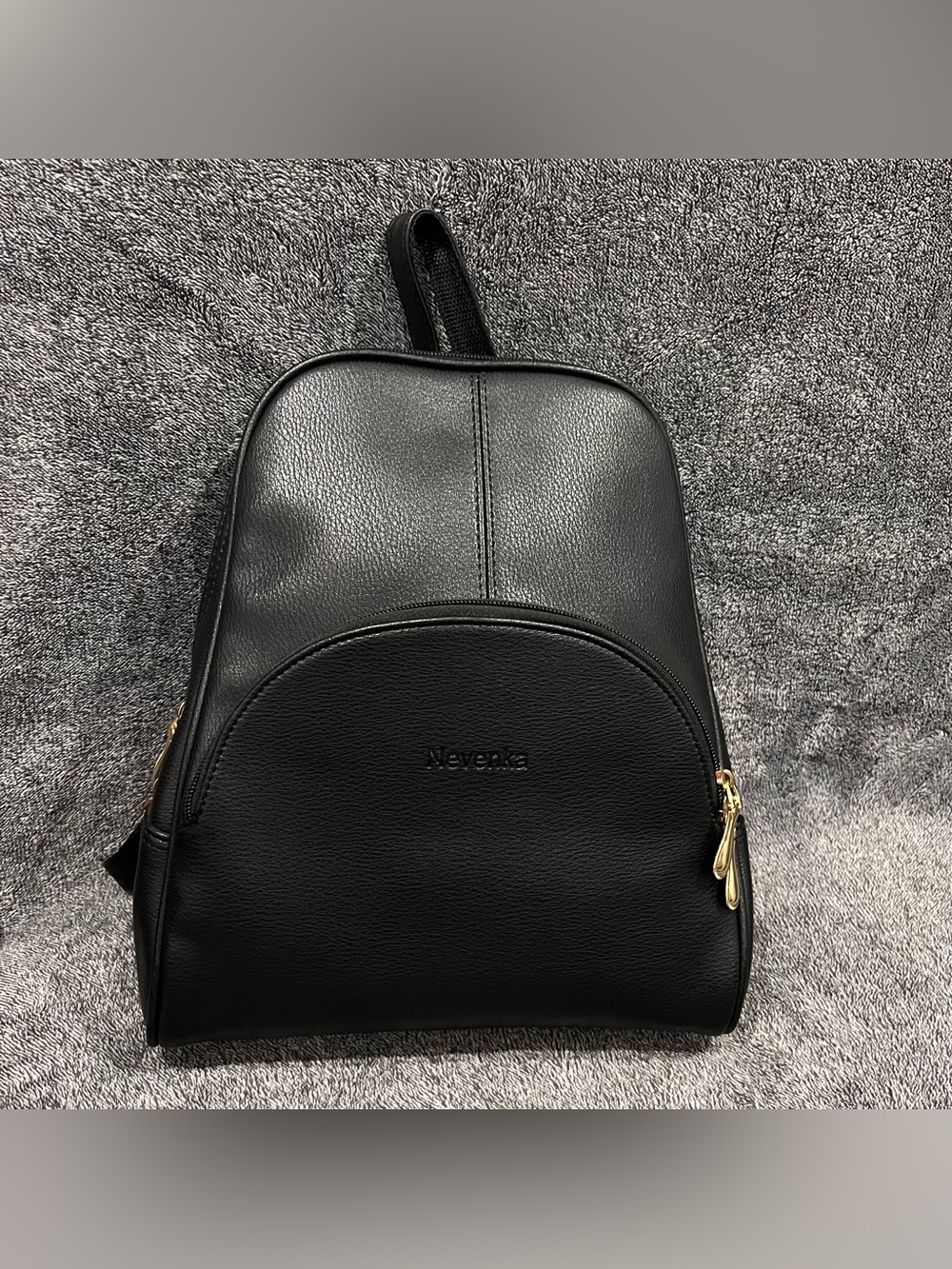 Nevenka brand casual PU leather backpack purse with gold zipper details